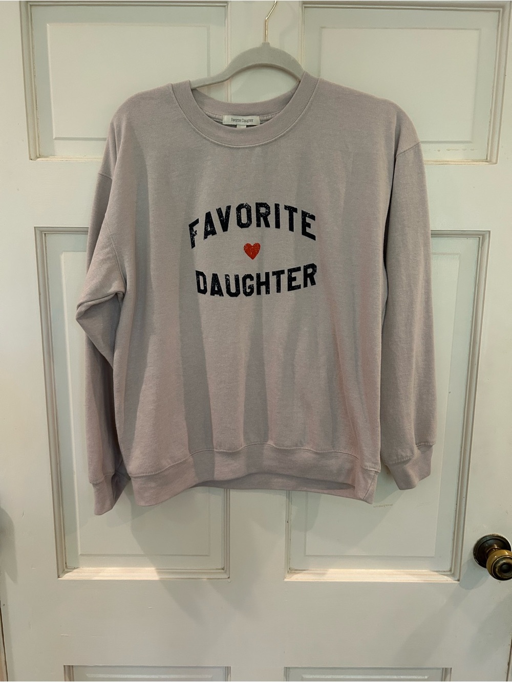 Favorite Daughter Sweatshirt in Cream with Navy and Red Heart - Picture 2 of 5
